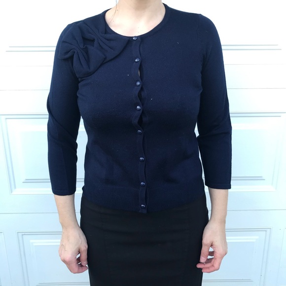 U-knits cardigan Military navy blue Bow rockabilly - Picture 1 of 11